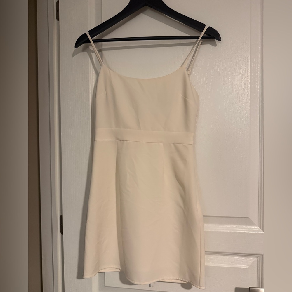 NBD Cream Mini Dress with Spaghetti Straps